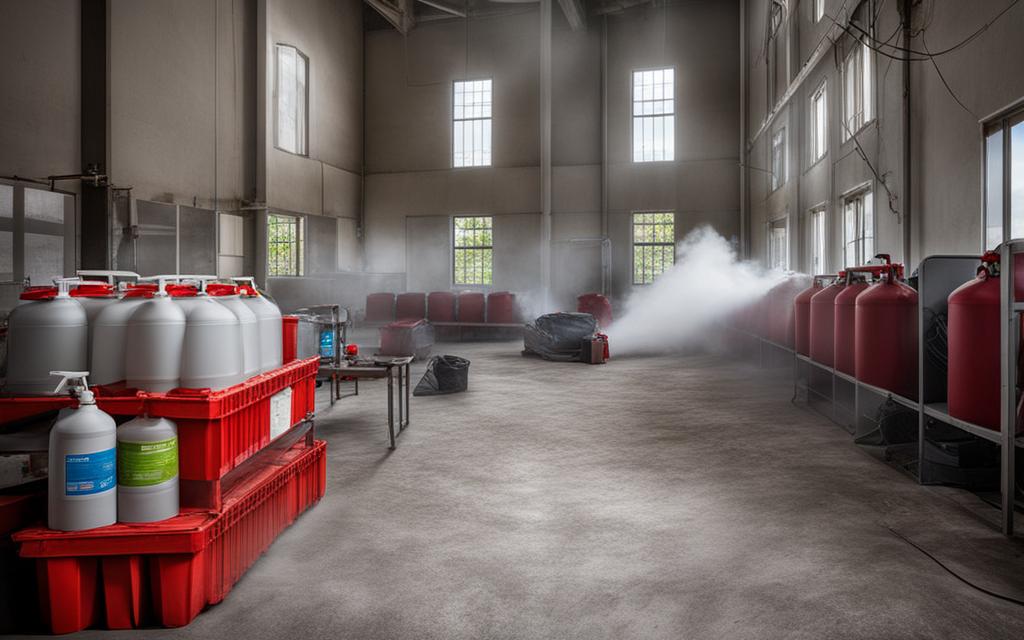 Bodega siendo fumigada con método de fumigación por gas