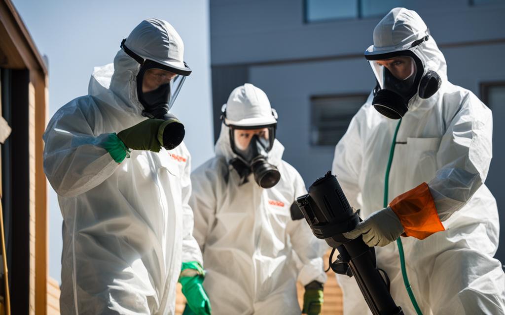 Equipo de fumigación prestando servicio en Santiago